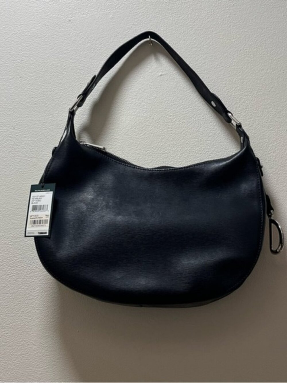 Lauren Ralph Lauren Newbury Y2K Preppy Zip Hobo Purse, NWT, Leather Black/Silver